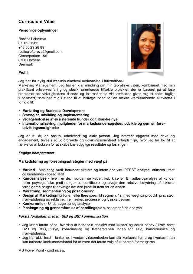 danish cv rositsa lefterova dansk cv template
