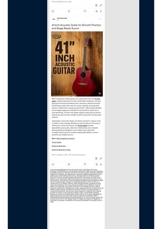 Elegant 41 Inch Acoustic Guitar with Rich Sound and Smooth Playability ...