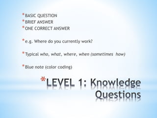 4+1 levelsof questioning | PPTX