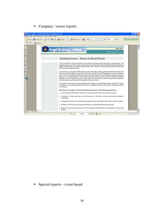  Company / sector reports
 Special reports – event based
50
 