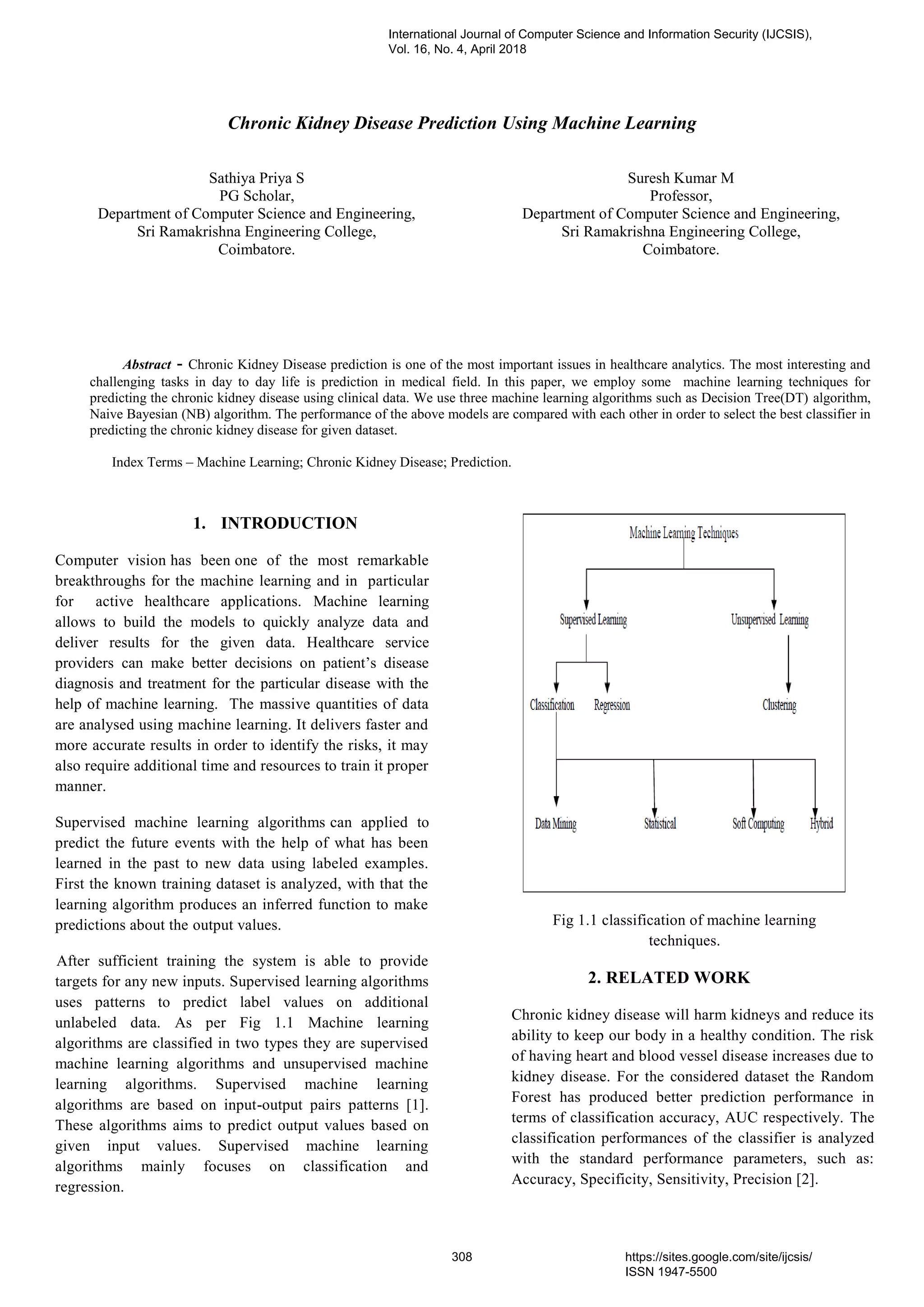 Chronic Kidney Disease Prediction Using Machine Learning | PDF
