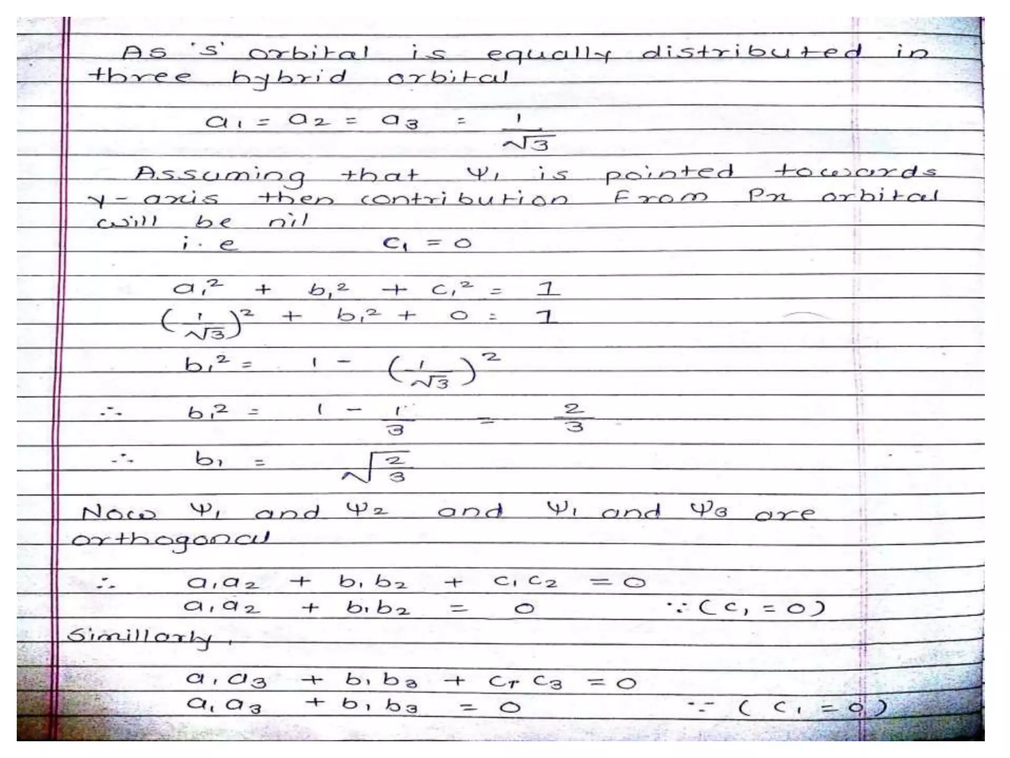 HYBRIDISATION : Derivation Of Wave Function For The Following Orbital ...