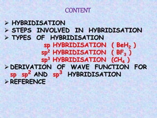 HYBRIDISATION : Derivation Of Wave Function For The Following Orbital ...