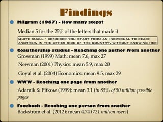 Illustration
This is not a component: player 1 is left out
1
2
3 4
5 10
6
7 8
9
1
2
3 4
5 10
6
7 8
9
This is a network with 4 components
 