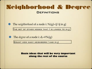 Tend to have short path lengths
Real life networks
We connect a large number of nodes
using fairly small number of links
Milgram (1967) - Experiment
Ask people to send letters from one part of the US to another
I have to send a letter to John
Smith, who lives in Massachusetts,
who is a lawyer, and I live in
Nebraska
Send the letter to someone you know, tell them to send them
to somebody they know, and so forth...
The intent is reaching the person the letter is sent to
 