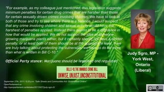 http://unschedulecannabis.blogspot.ca
Judy Sgro, MP
Liberal Party of Canada
(416) 744-1882
judy.sgro@parl.gc.ca
judysgro.l...