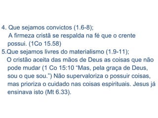 7 O controle da língua
3.2 Quem domina a língua é capaz
de dominar o corpo todo, pois a
língua fala do que o coração está
cheio.
Quando o mal está no estado
efervescente é uma coisa,
quando é expresso pela língua
torna-se o gatilho da ação.
4.11 Quem fala mal do irmão
coloca-se na estranha posição de
juiz, quando na verdade é réu.
 