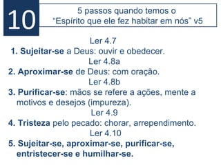 13
1.Os ricos não usam o dinheiro para atender às
necessidades básicas dos pobres.
2.Condena quem enriquece explorando seus
empregados.
3.Condena os ricos arrogantes e opressores dos justos.
5.4-6 Os ricos são constantemente censurados
e julgados, não por causa da sua riqueza em
si, mas porque ela os levou a viver sem
considerar Deus, a desprezar e abusar dos
desprovidos.
 