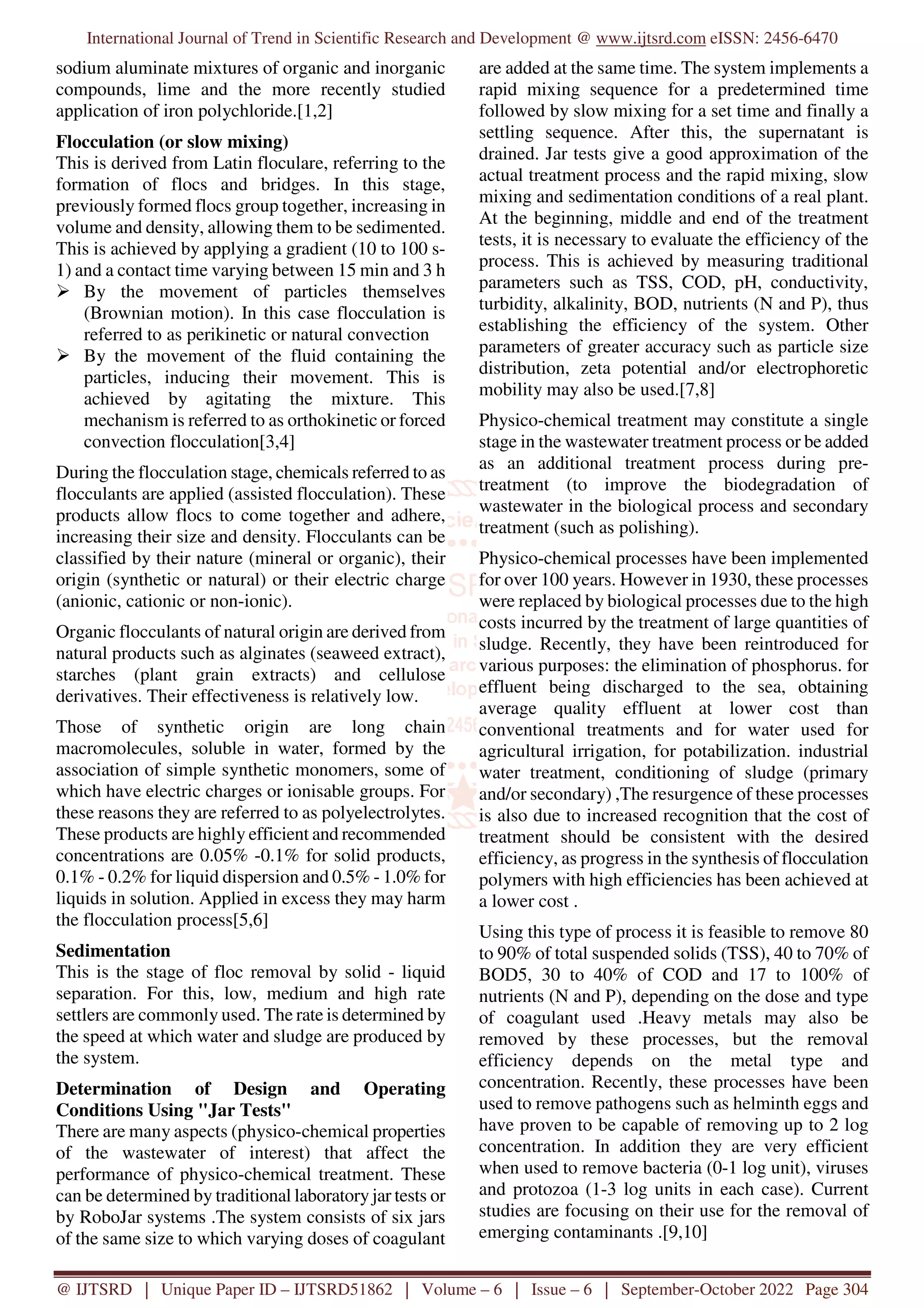 Wastewater Treatment Process by Physico Chemical Methods | PDF