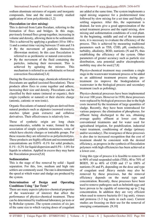 Wastewater Treatment Process by Physico Chemical Methods | PDF