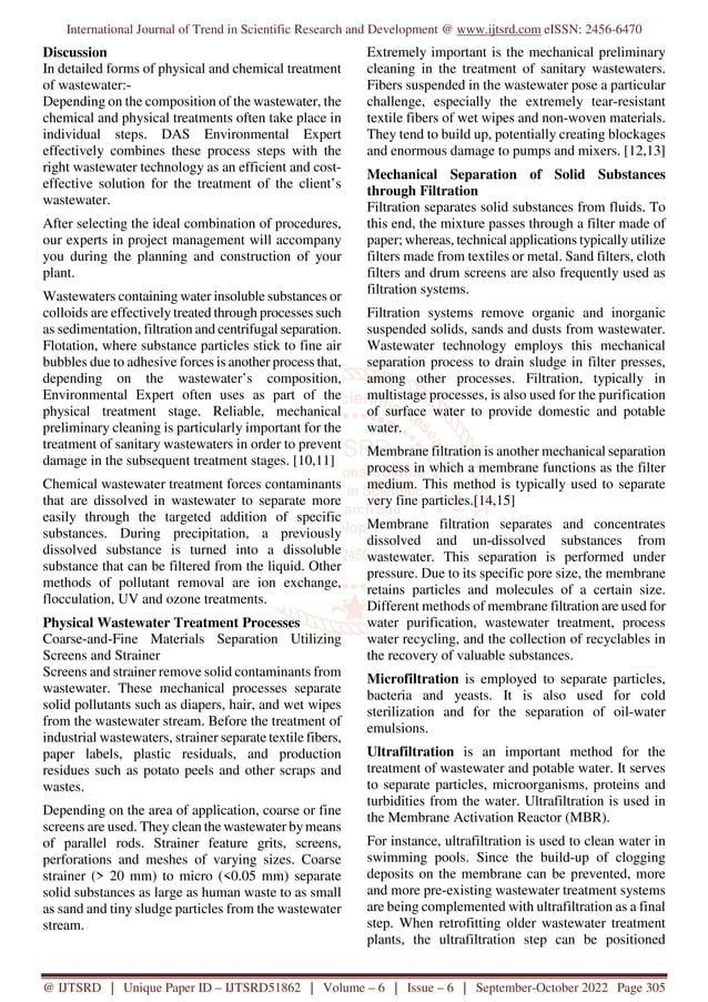 Wastewater Treatment Process by Physico Chemical Methods | PDF