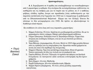 Ημερομηνία
Ψήφοι (σε
εκατομμύρια)
Ποσοστό
20 Μαΐου 1928 0.81 2,6%
14 Σεπτεμβρίου 1930 6.41 18,3%
31 Ιουλίου 1932 13.75 37,3%
6 Νοεμβρίου 1932 11.74 33,1%
5 Μαρτίου 1933 17.28 43,9%
▲ http://el.wikipedia.org/
 Ποια είναι τα ποσοστά του ναζιστικού κόμματος πριν το Κραχ(1929);
 Ποια είναι η εξέλιξή τους; Σε ποια συμπεράσματα σας οδηγεί η διεύρυνση
της εκλογικής επιρροής του ναζισμού;
 Συγκρίνετε τα ποσοστά του Ιουλίου του 1932 και του Νοεμβρίου του 1932;
Τι παρατηρείτε; Υπήρχε τρόπος να αποτραπεί η άνοδος των ναζί στην
εξουσία;
Εθνικοσοσιαλιστικό Γερμανικό Εργατικό Κόμμα
 