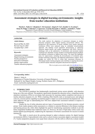 Assessment strategies in digital learning environments: insights from ...