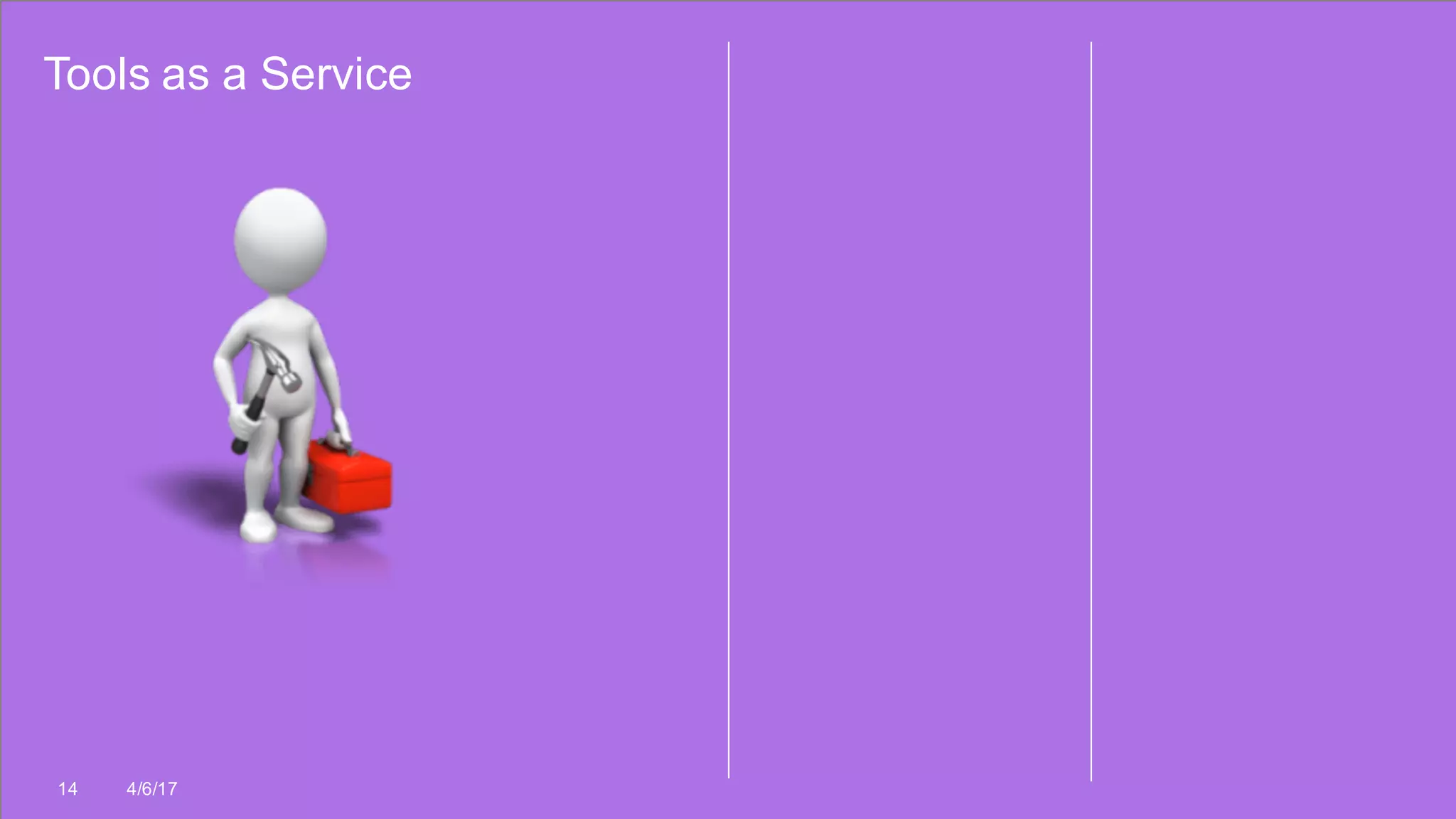 Tools as a Service
14 4/6/17
 