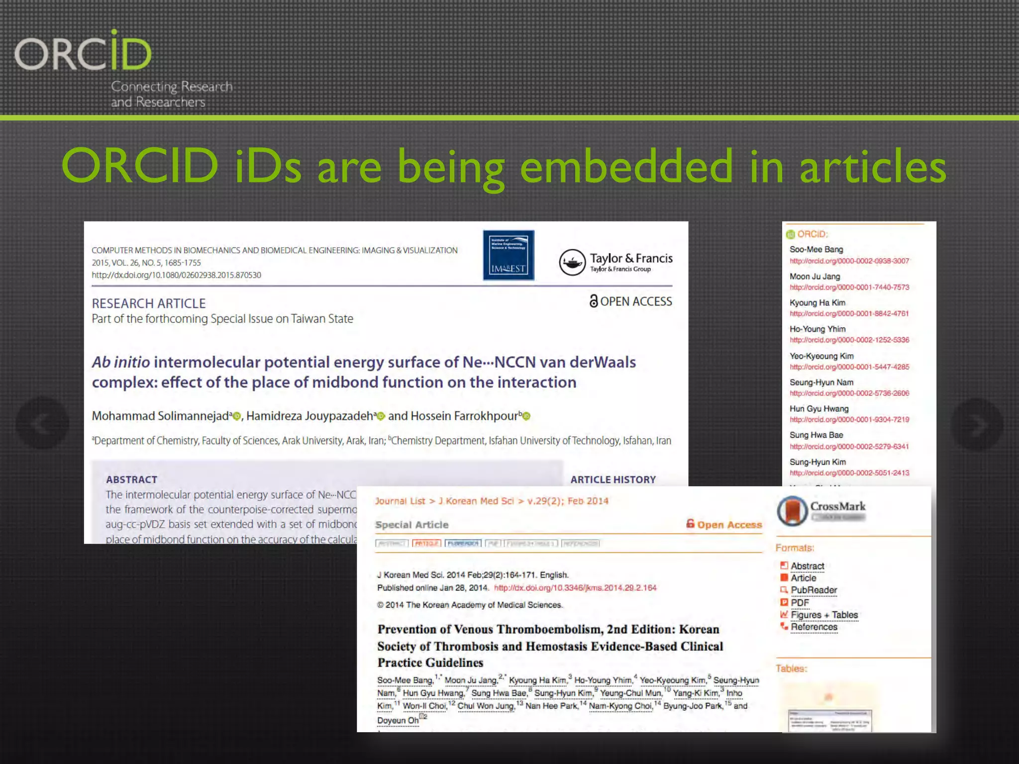 ORCID iDs are being embedded in articles
 