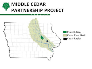 MIDDLE CEDAR
PARTNERSHIP PROJECT
Project Area
Cedar River Basin
Cedar Rapids
 