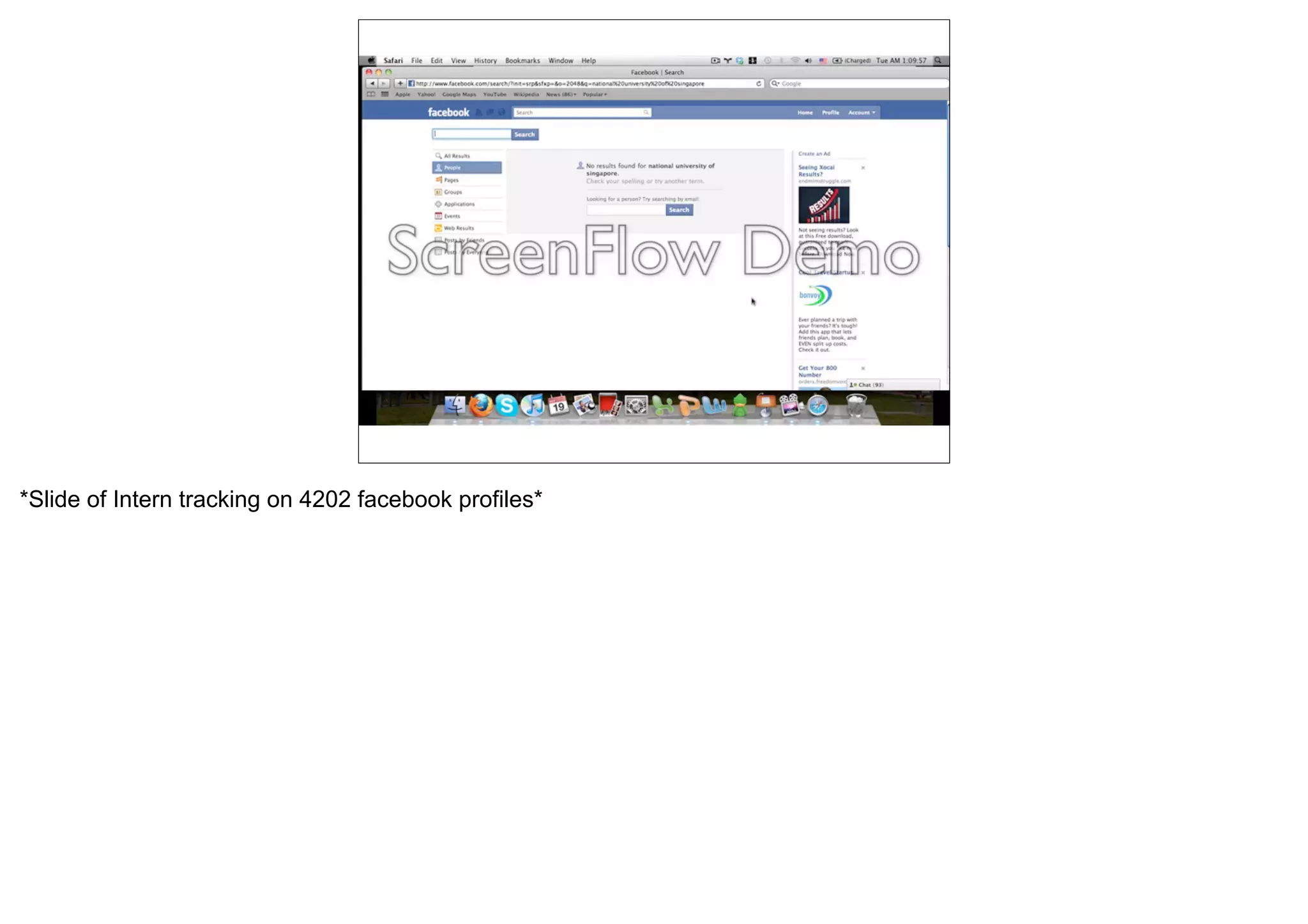 *Slide of Intern tracking on 4202 facebook profiles*
 