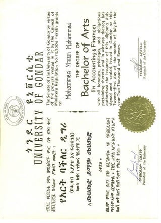 B.A. Degree certificate