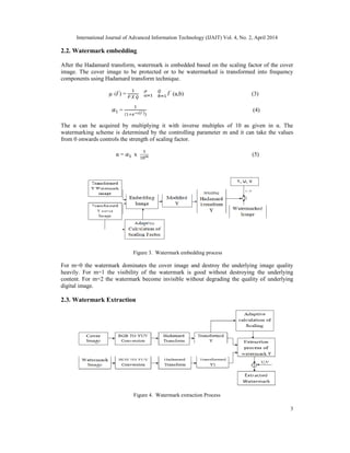 AN ADAPTIVE WATERMARKING PROCESS IN HADAMARD TRANSFORM | PDF