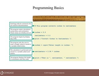 © 2019 Cengage. All rights reserved.
Programming Basics
 
