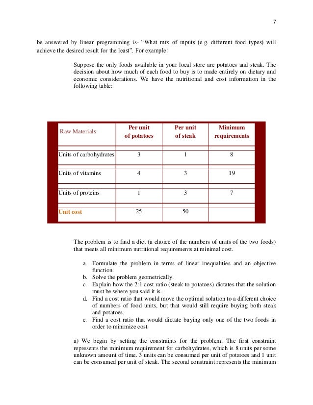 Dissertation on linear programming