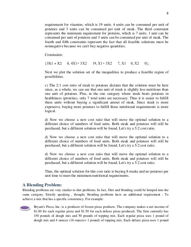 Dissertation on linear programming