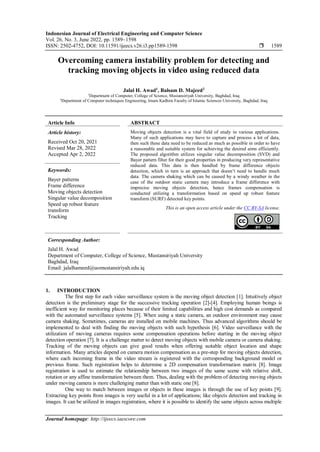 Overcoming camera instability problem for detecting and tracking moving ...