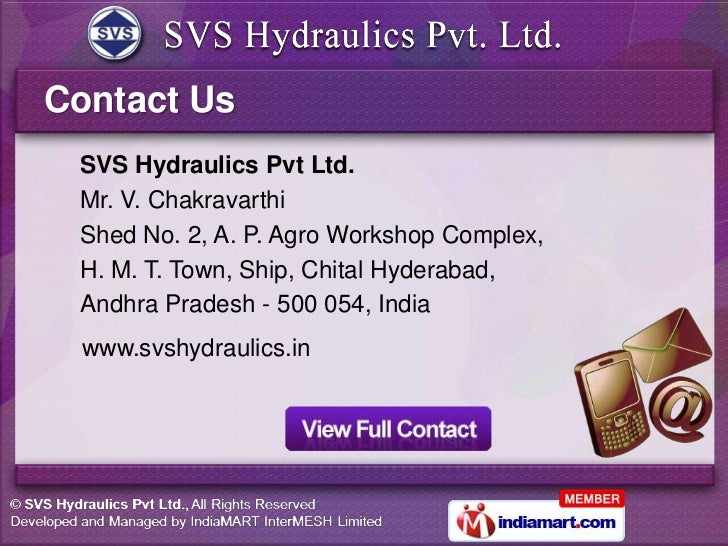 SVS Hydraulics Pvt Ltd. Andhra Pradesh India