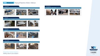 WWMetalwork Piping & Pipelines (Water, Oil&Gas)
WeedsWest Global Solutions
Adding value to your projects
PIPING - SALAMONDE (PORTUGAL)
EFACEC
PIPING
PRIDESA
CONDUITS - RUSSIA
SETILGEST
PIPING - ALBUFEIRA (PORTUGAL)
ACCIONA
CONDUITS - BELGIUM
SETROVA
 