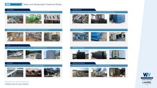 WWMetalwork Water and Wastewater Treatment Plants
WeedsWest Global Solutions
Adding value to your projects
WATER TREATMENT PLANT - MONTE DA ROCHA (PORTUGAL)
ACCIONA DEGREMONT
WASTEWATER TREATMENT PLANT - SÃO JORGE (PORTUGAL)
AQUADAF AP300
WASTEWATER TREATMENT PLANT - FARO (PORTUGAL)
HIDROCONTRATO
WASTEWATER TREATMENT PLANT - LIS (PORTUGAL)
EFACEC
WASTEWATER TREATMENT PLANT - SOUSA (PORTUGAL)
DST
WATER TREATMENT PLANT - ALCÁCER DO SAL (PORTUGAL)
MINIBLOC AP400
 