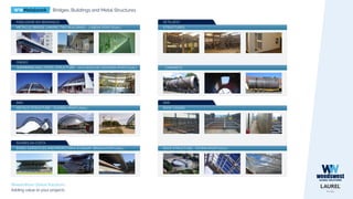 WWMetalwork Bridges, Buildings and Metal Structures
WeedsWest Global Solutions
Adding value to your projects
SETILGEST
STRUCTURES
CHIMNEYS
ROOF CASING
SIMI
ROOF STRUCTURE - FÁTIMA (PORTUGAL)
SWIMMING HALL STEEL STRUCTURE - VILA NOVA DE CERVEIRA (PORTUGAL)
ONDEO
METALIC STRUCTURE - GUARDA (PORTUGAL)
SIMI
BASIN, GARGOYLES AND PROPS FOR A STADIUM- BRAGA (PORTUGAL)
SOARES DA COSTA
FIDELIDADE (EX-BONANÇA)
METALLIC BRIDGE LINKING TWO BUILDINGS - LISBON (PORTUGAL)
 