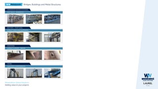 WWMetalwork Bridges, Buildings and Metal Structures
WeedsWest Global Solutions
Adding value to your projects
PIPE RACK - MOROCCO
ANDERSON WATER SYSTEMS
STRUCTURES AND SUPPORTS
BIOFARO - PORTUGAL
UPPER FLANGES - BRAZIL
MARTIFER
PEMEL
GANTRIES COMPONENTS
 