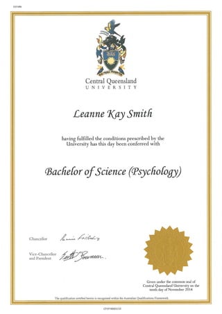 Bachelor of Science Psychology and OHS Qualifications
