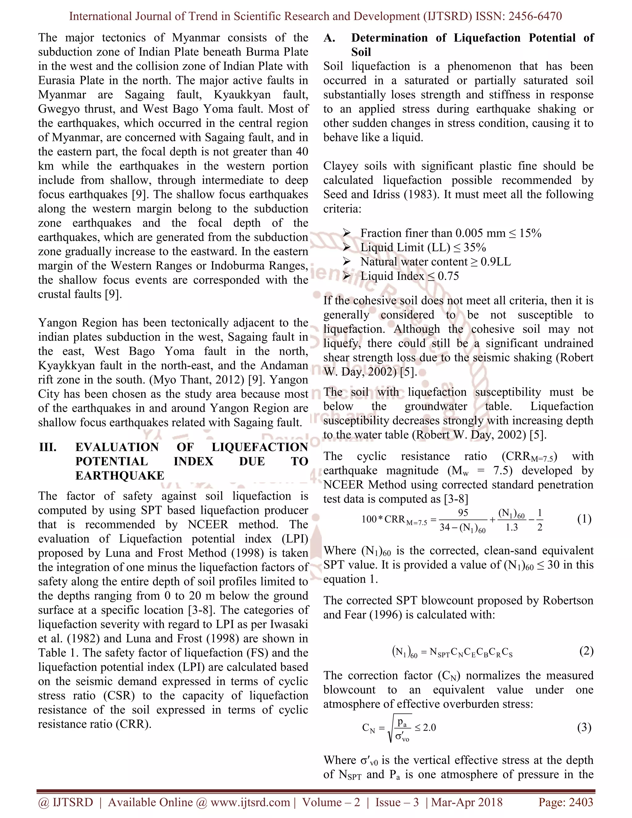 Soil Liquefaction Potential Maps for Earthquake Events in Yangon ...