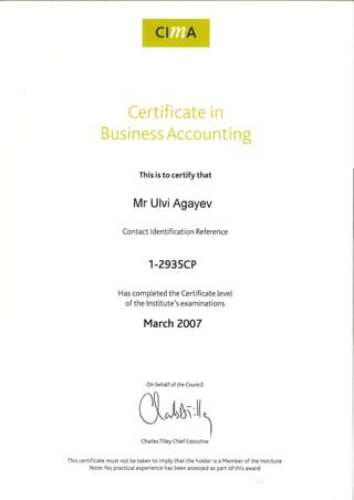 CIMA Certificate in Business Accounting