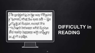 Place your screenshot here
DIFFICULTY in
READING
31
 