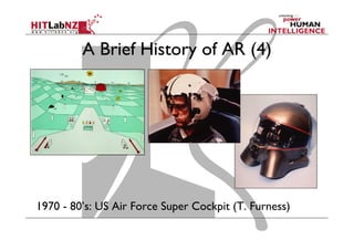 A Brief History of AR (4)
1970 - 80’s: US Air Force Super Cockpit (T. Furness)
 