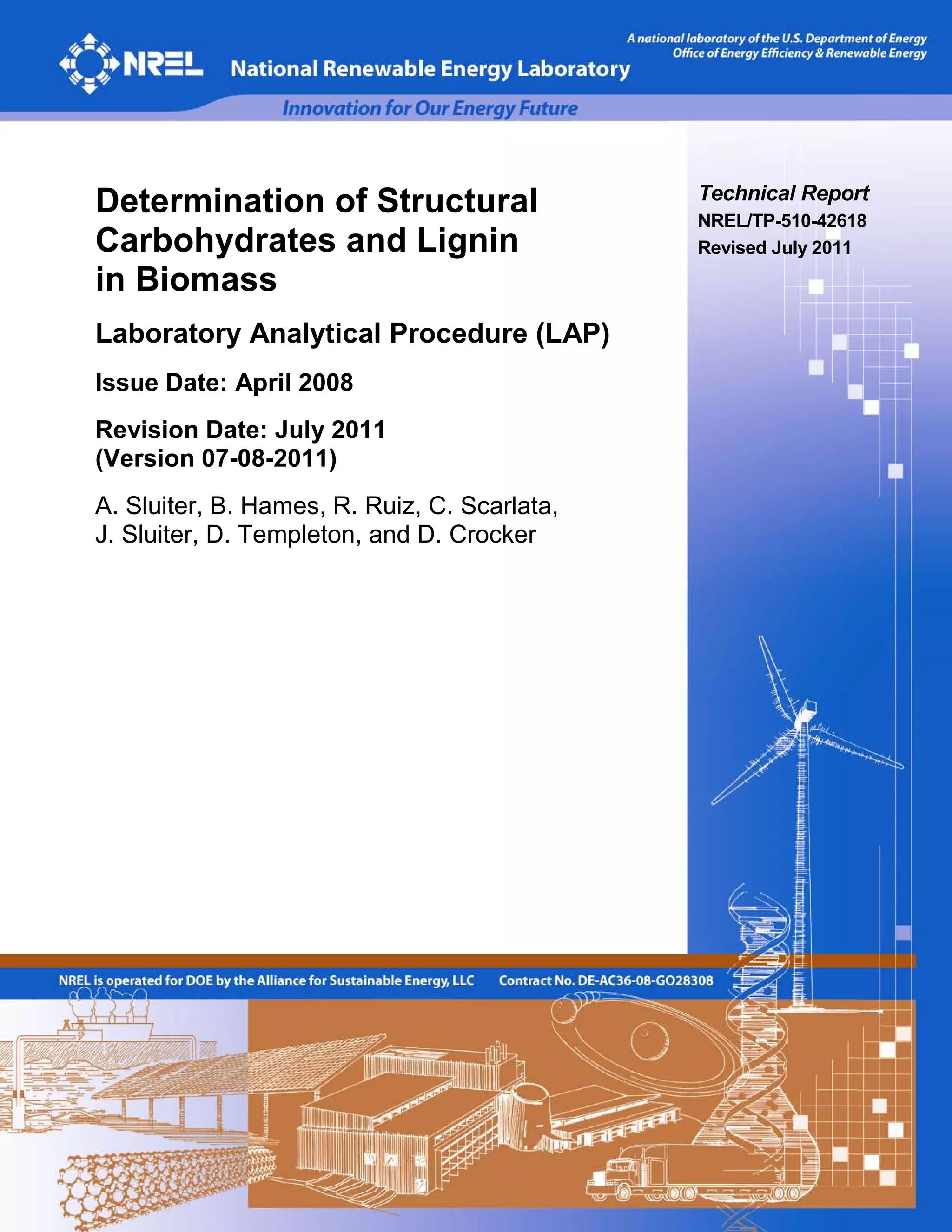 Determination of Structural Carbohydrates & Lignin in Biomass | PDF