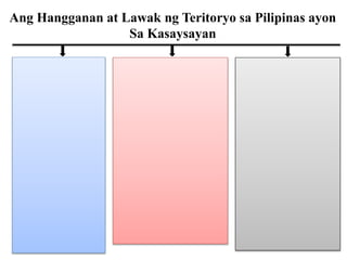 Ang Hangganan at Lawak ng Teritoryo sa Pilipinas ayon
Sa Kasaysayan
 