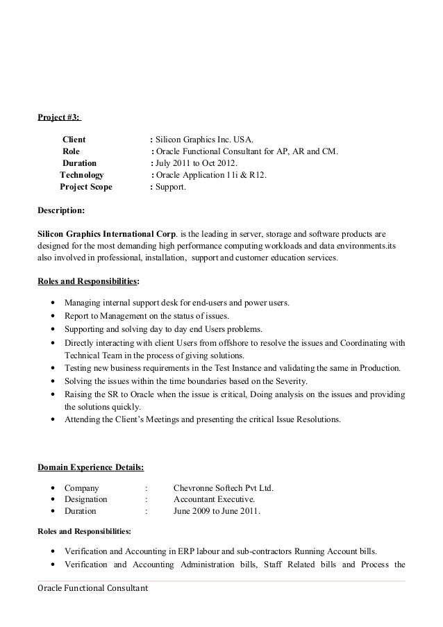 oracle functional consultant resumes