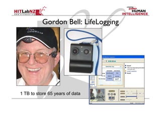 Gordon Bell: LifeLogging




1 TB to store 65 years of data
 