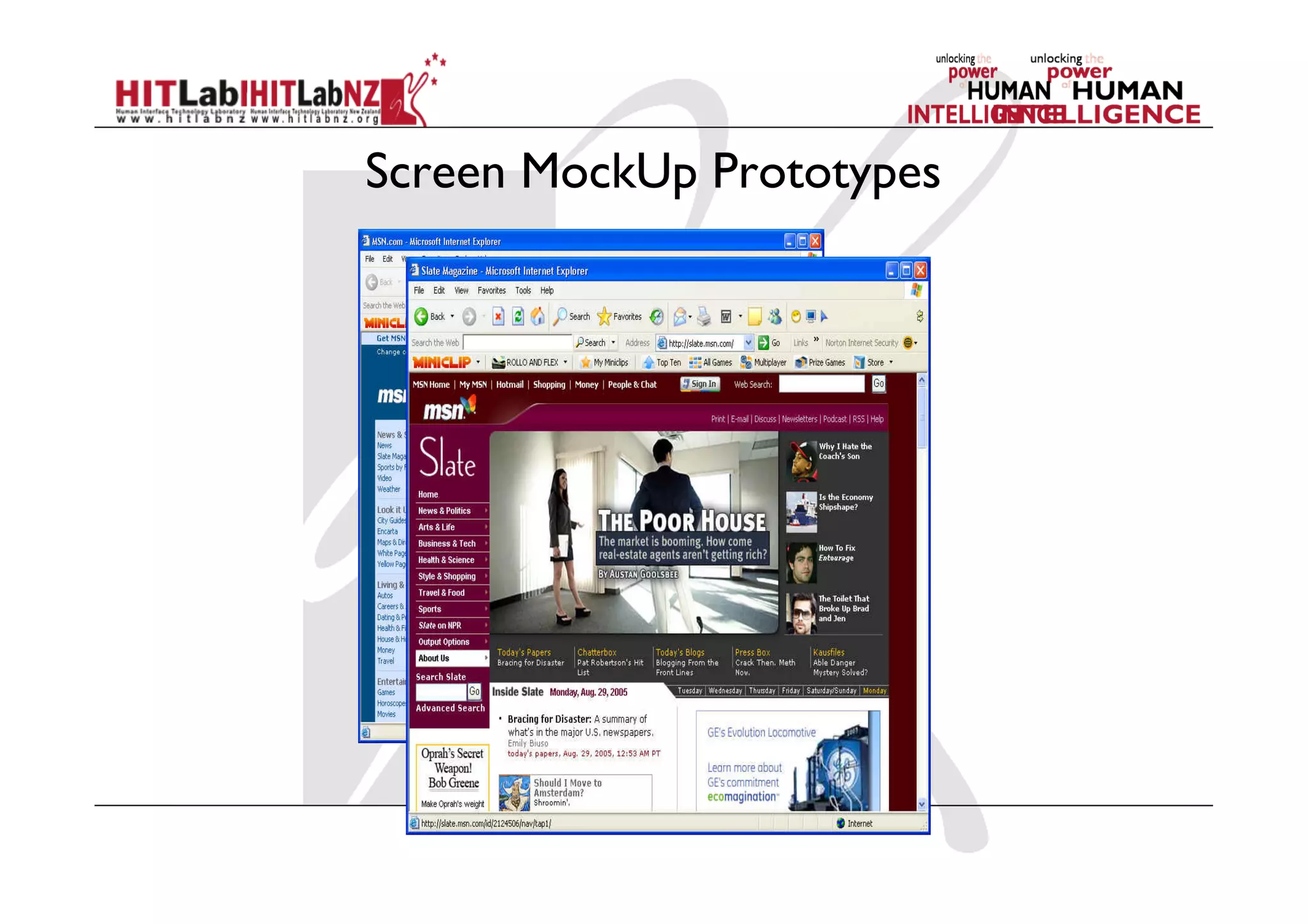 Screen MockUp Prototypes
 