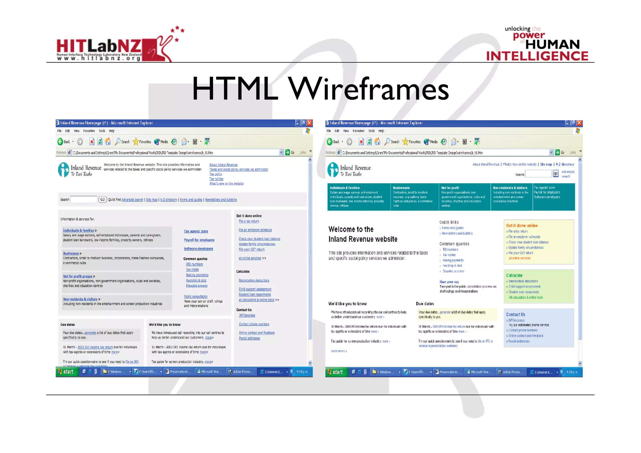 HTML Wireframes
 