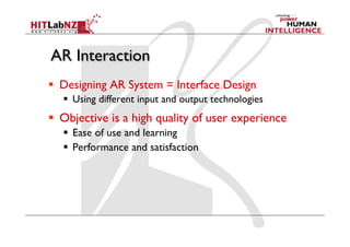 2013 Lecture 6: AR User Interface Design Guidelines | PDF