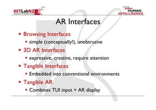 426 lecture 7: Designing AR Interfaces | PDF