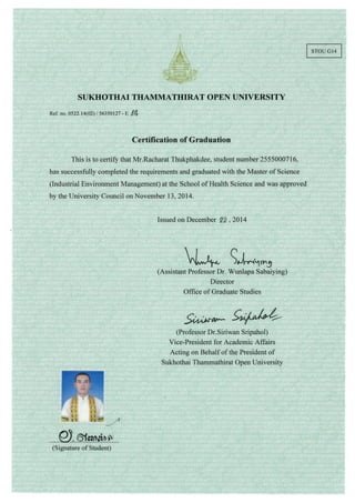 Certification graduation of sukhothaithammathirat