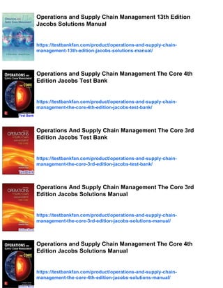 Operations and Supply Chain Management 15th Edition Jacobs Test Bank | PDF