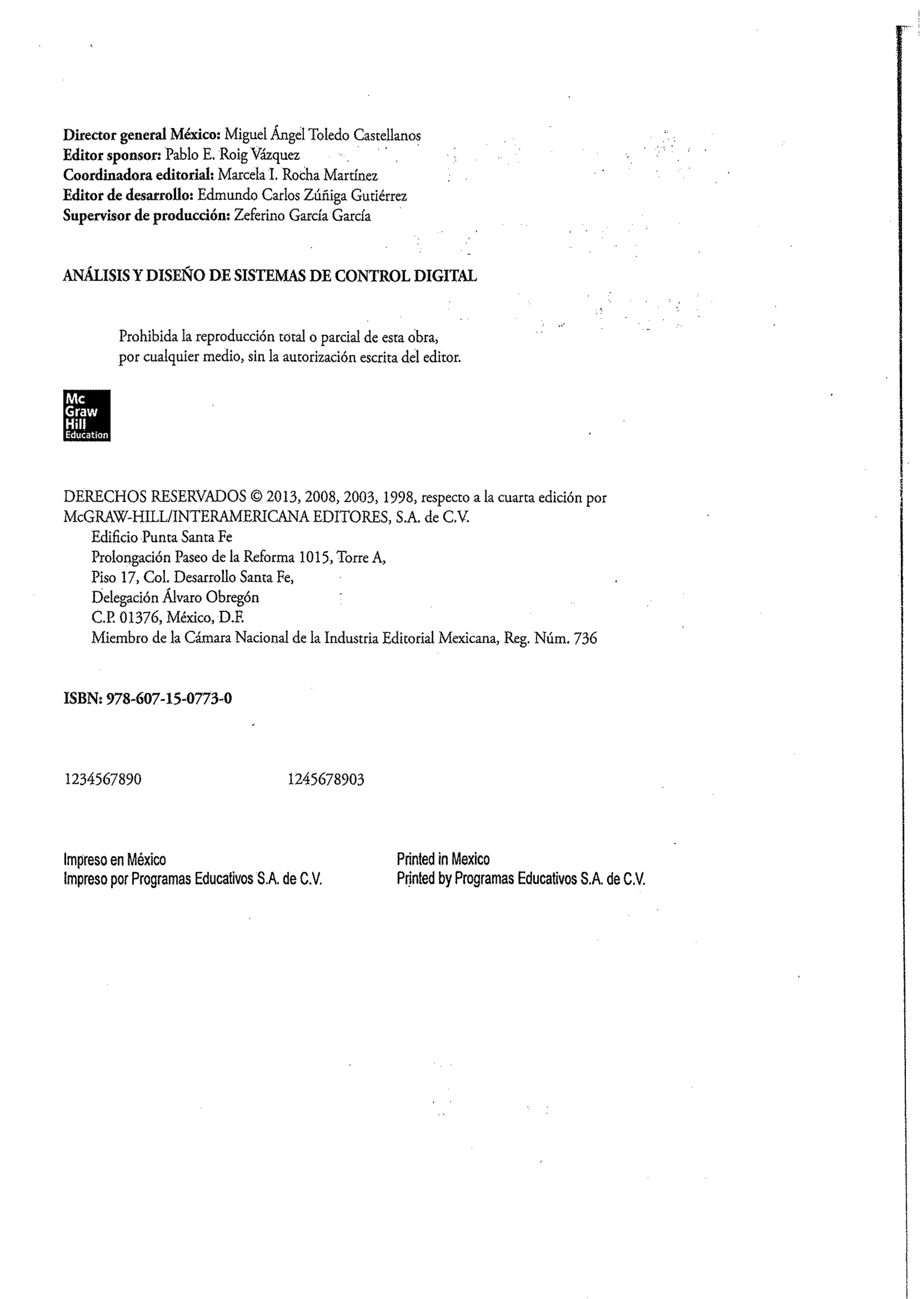 Análisis y Diseño de Sistemas de Control Digital por Ricardo Fernandez del Busto y Ezeta