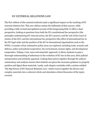 External Relations Officer Handbook.pdf EU External Relations Law: Text, Cases and Materials 2nd Edition Ramses ...