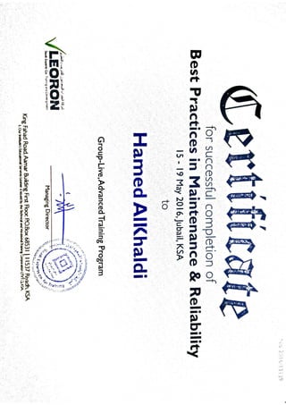 CMRP certificate